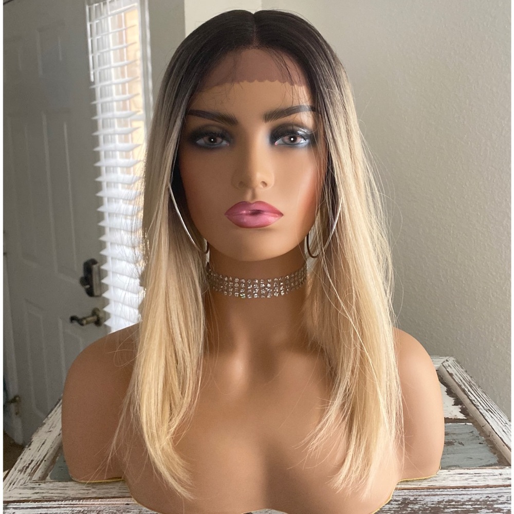 Blonde Lace Front Asymmetrical Bob Wig - Picture 2 of 6